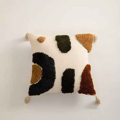 Tufted cotton pillowcase 45x45cm in dark gray flower field pattern for sofa decor