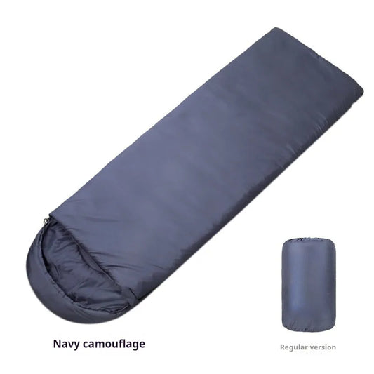 Navy blue envelope sleeping bag for outdoor camping with hollow cotton insulation