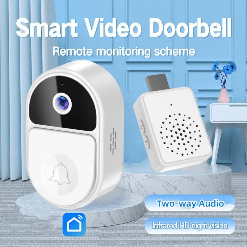 Doodle Smart Visual Doorbell V8 unit in black or white with camera lens and USB charging port