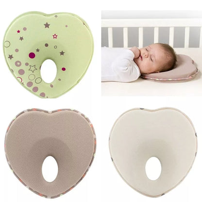 Newborn anti-roll pillow in heart shape for flat head prevention, 21*19*3cm