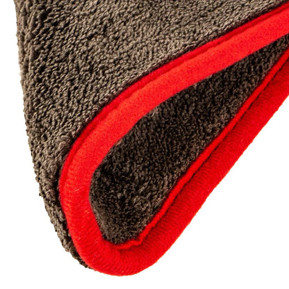 1200GSM composite coral fleece microfiber towel, 40x40cm square in black for car detailing, high absorbency shown drying vehicle surface
