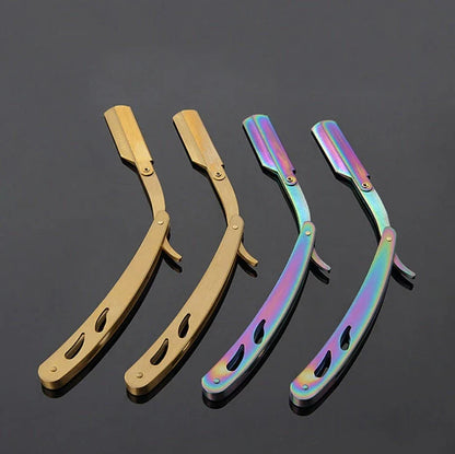 Premium stainless steel straight razor with sharp blades for a smooth, comfortable shave