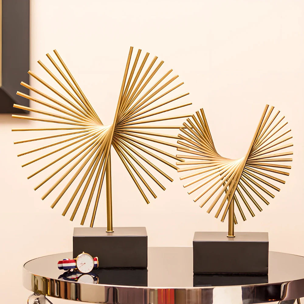 Handcrafted iron wall decoration with gold finish, sizes 12x27cm and 12x36cm