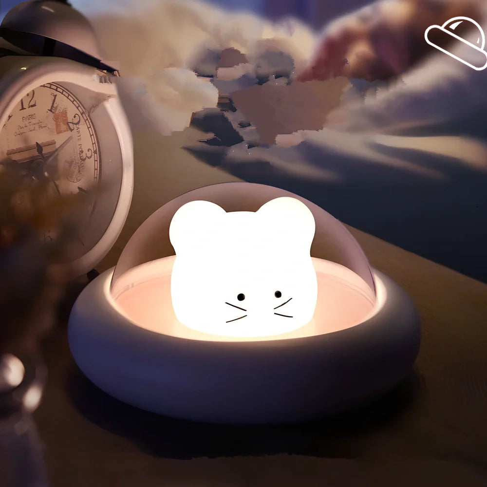 Space Moe Mouse night light with push switch and warm 100 lumen glow for children's bedrooms