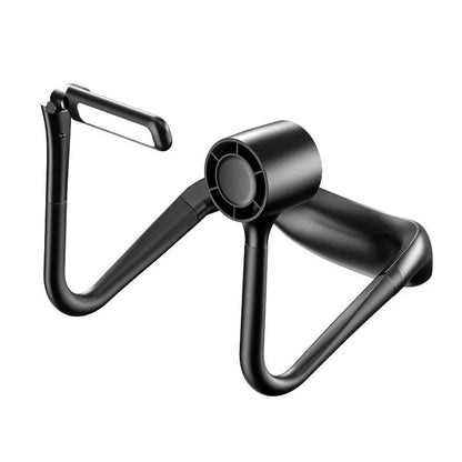 Lazy Hanging Neck Fan with USB charging port and built-in light, available in white and black