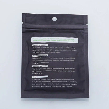 Anti-fog glasses cloth, 15x15cm, black, for clear, scratch-free lens cleaning