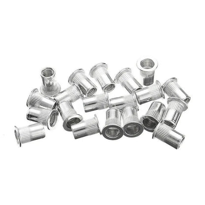 Manual riveter nut set with alloy steel construction showing nut gun design for tool-free fastening