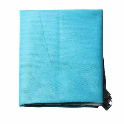 Sand-free beach mat in green, blue, or pink, made from durable PVC for easy cleanup