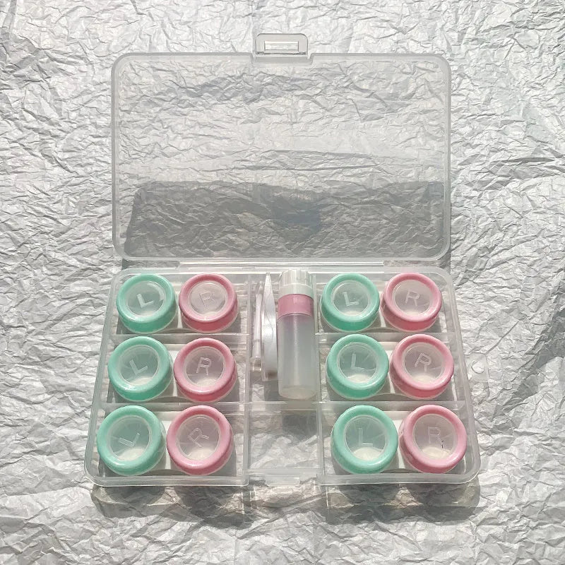 Portable contact lens case rectangle design multiple colour options compact storage