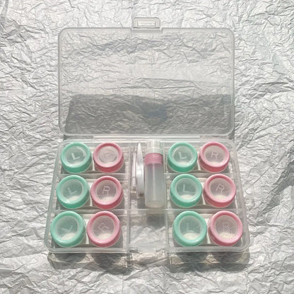 Portable contact lens case rectangle design multiple colour options compact storage