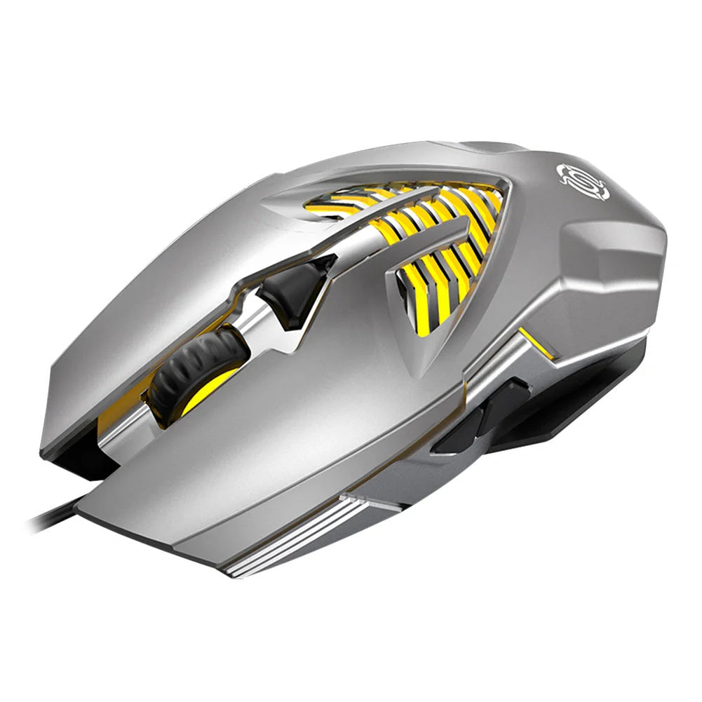 Ergonomic wired gaming mouse with customizable buttons, high-precision optical sensor, and comfortable textured grip for office and gaming use