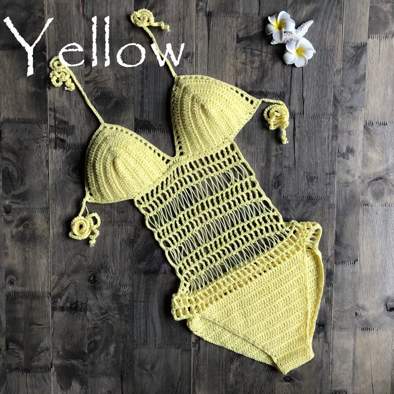 Hand-woven one-piece swimsuit in lyocell cotton blend, available in multiple colors