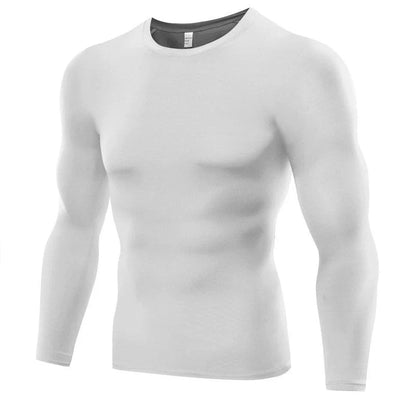 Premium long sleeve compression muscle tee for men, available in multiple colors and sizes