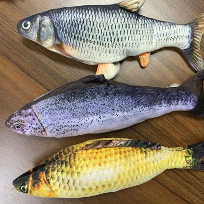 Electronic jumping fish cat toy 30cm length USB rechargeable multicolour PP material