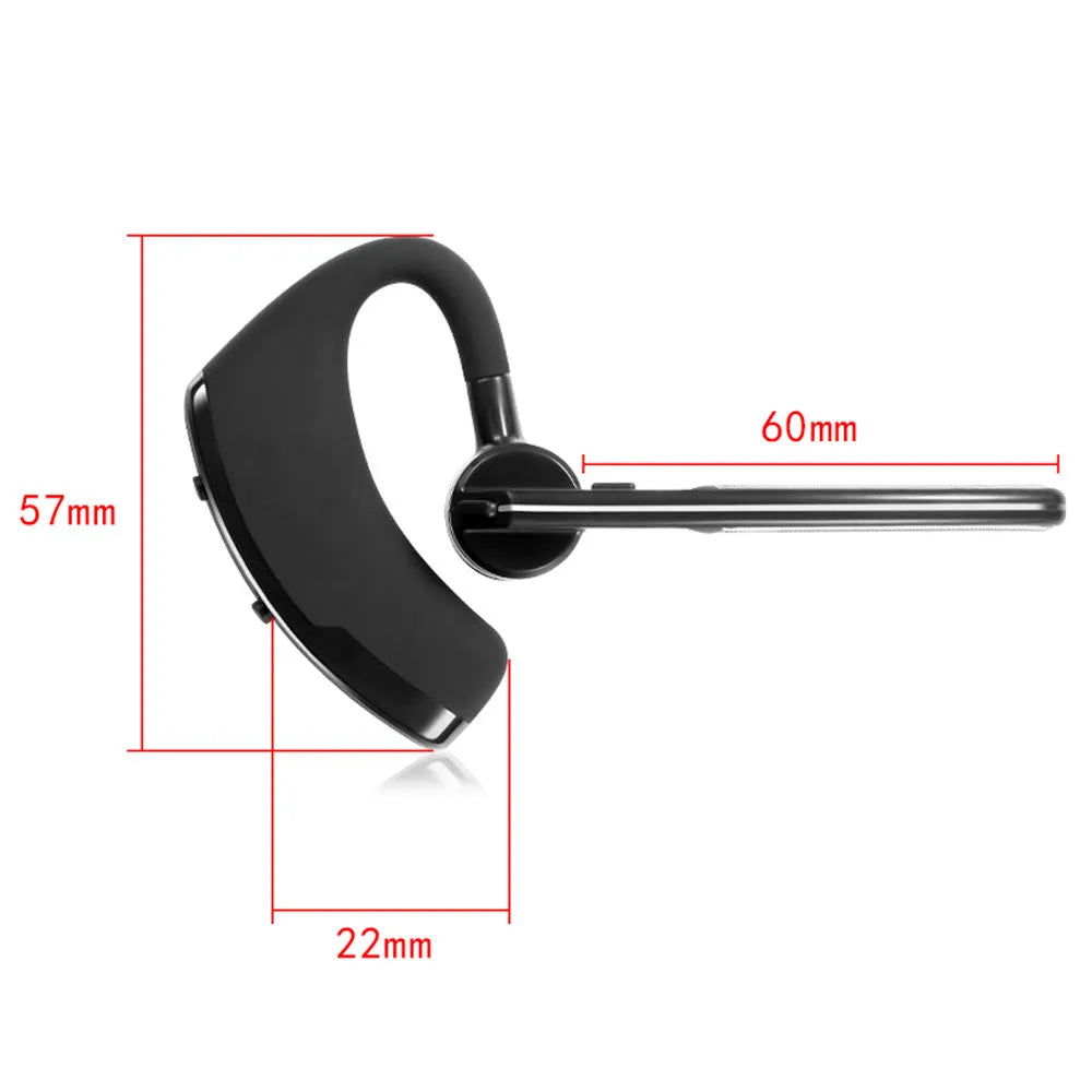 V9 Bluetooth wireless stereo headset with microphone shown in use for hands-free calling.