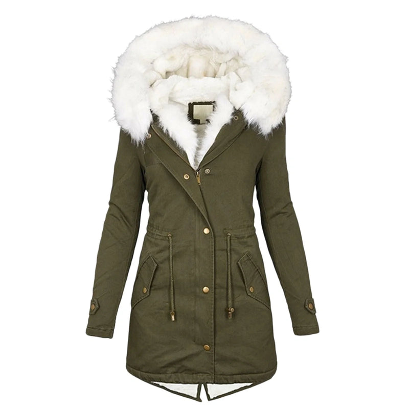 Hhomeenjoy Cozy Cotton Padded Jacket with Chic White Collar