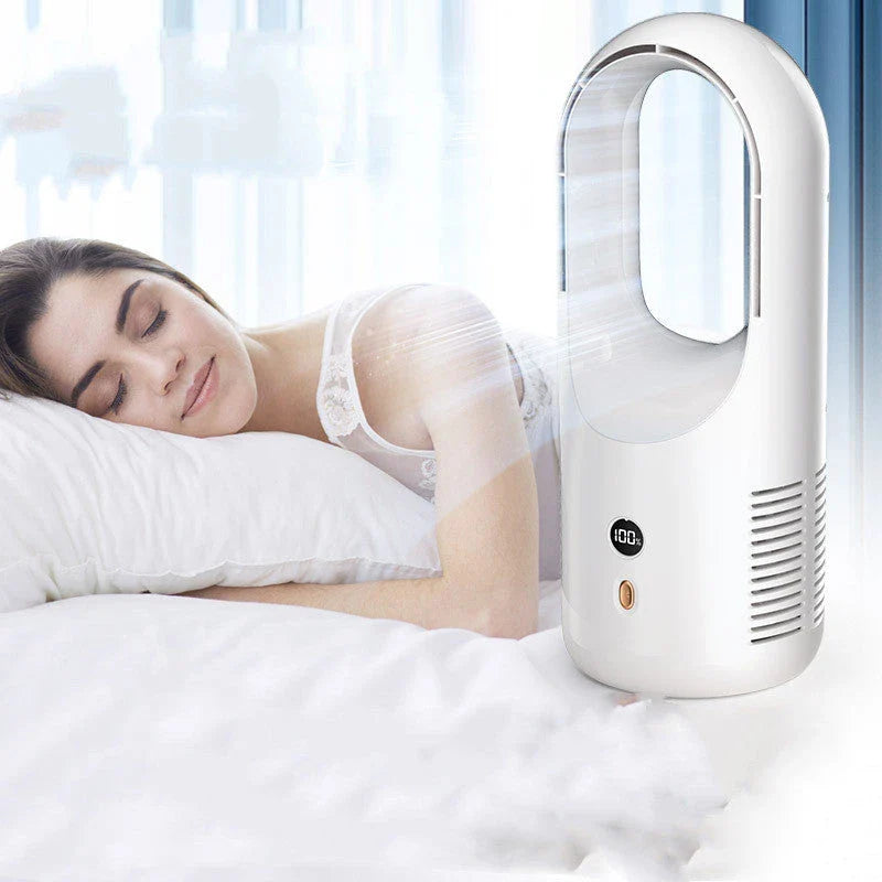 Whisper-quiet cordless desk fan with adjustable 6-speed settings, compact design, and rechargeable USB power