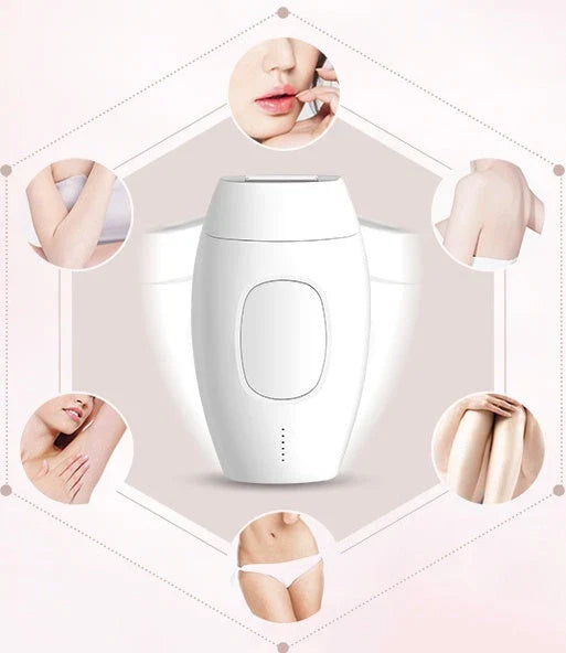 Powerful laser hair removal system with adjustable intensity levels, skin sensor, and versatile usage for face, bikini, underarms, and more