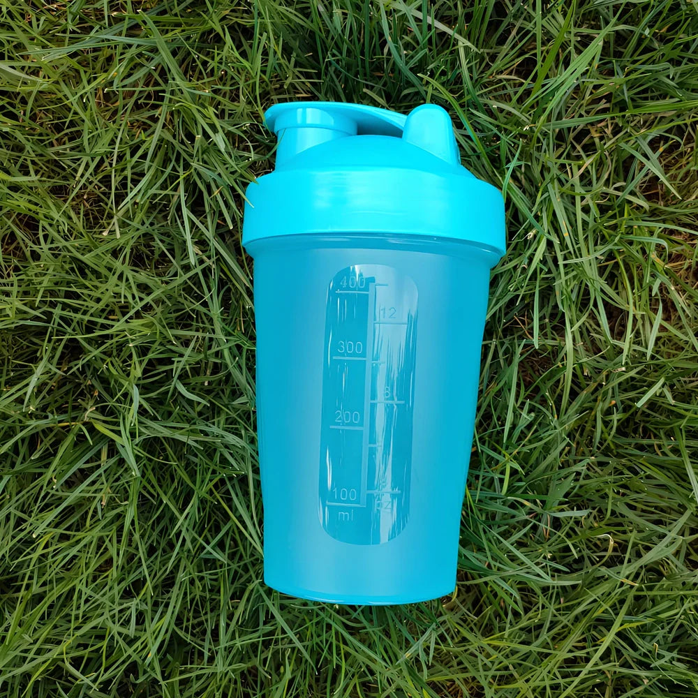 400ml sport shaker bottle with screw cap in multiple colour options showing 16.5cm height