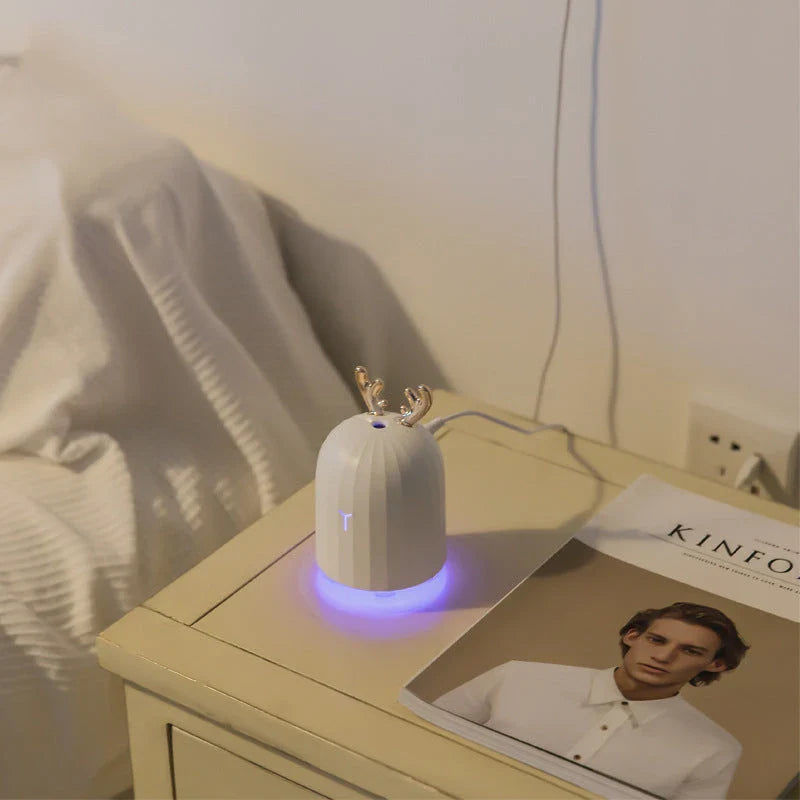 Compact deer-shaped humidifier with USB power for small spaces up to 100 square feet