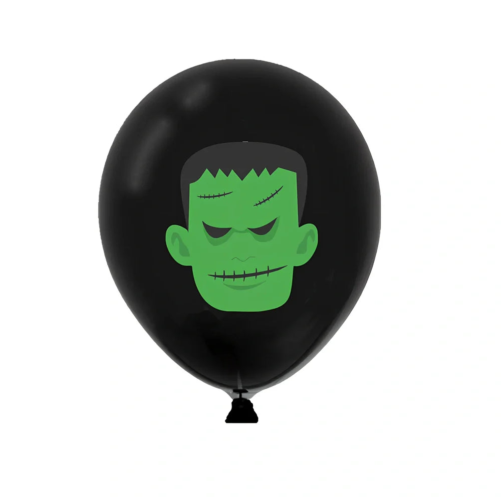 Halloween balloon decoration set with 10 printed latex balloons showing ghost and skeleton designs