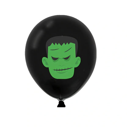Halloween balloon decoration set with 10 printed latex balloons showing ghost and skeleton designs
