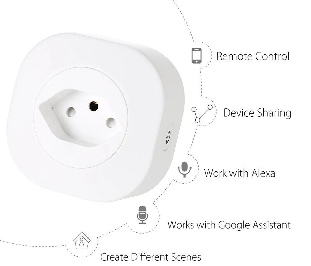 Smart socket plug with dimensions 70mm x 70mm x 72mm, VO grade flame retardant material, and WIFI voice control