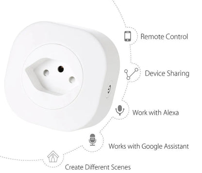 Smart socket plug with dimensions 70mm x 70mm x 72mm, VO grade flame retardant material, and WIFI voice control