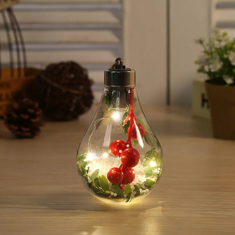 Transparent Christmas bulb ornament with bright colors, 7x7x11cm
