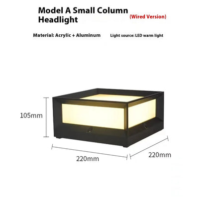 Aluminium outdoor solar column light for garden or pathway with IP54 rating.
