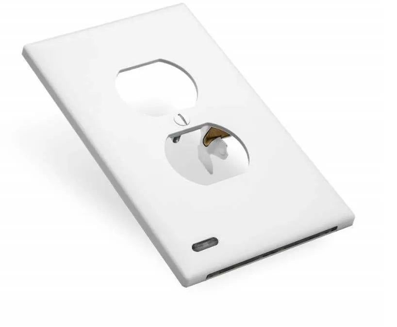 White socket induction LED night light plugged into UK wall socket with automatic sensor