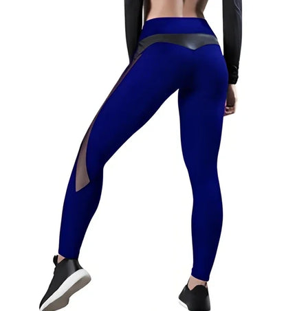 High waist sports leggings in four colours with polyester fibre construction and Asian sizing