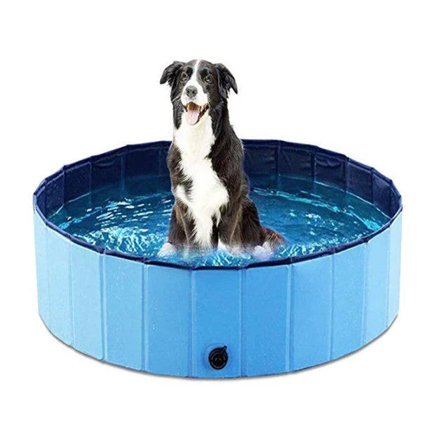 Sturdy foldable dog swimming pool made of durable PVC material with a non-slip bottom for safe pet playtime