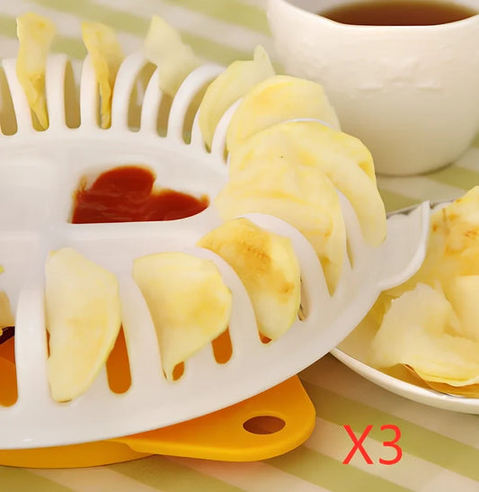 White potato chips maker with stainless steel blade, ABS plastic tray and stander for microwave cooking