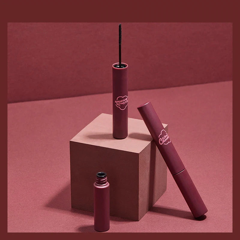 Red Wine Chocolate Mascara with slim brush for precise application