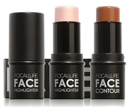 Powder face contour highlighter compact with four colour shade options for targeted facial highlighting