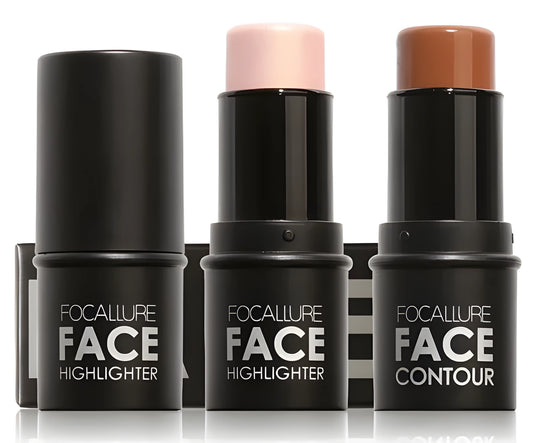 Powder face contour highlighter compact with four colour shade options for targeted facial highlighting