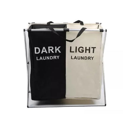 Foldable multi-layer dirty laundry basket with triple compartments and waterproof liner