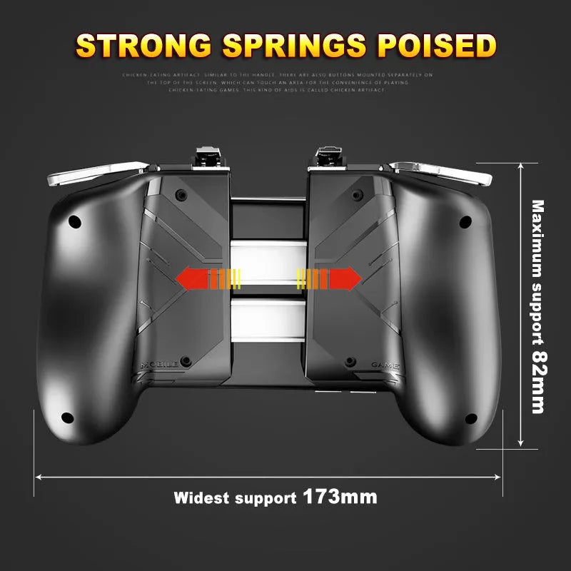 Multifunctional mobile game handle in black, blue or white with adjustable smartphone supports