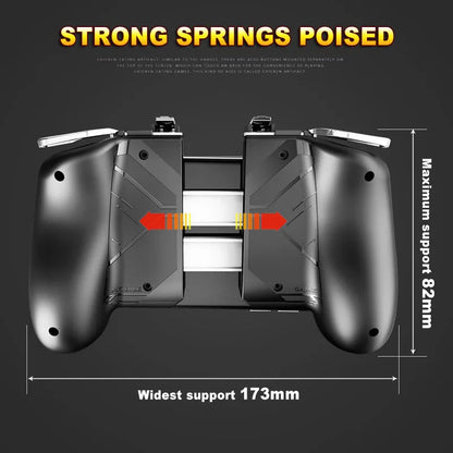 Multifunctional mobile game handle in black, blue or white with adjustable smartphone supports