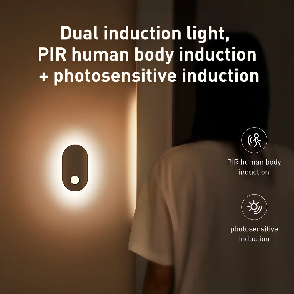 Human induction home light with magnetic base showing back lighting ring design and compact 108mm size