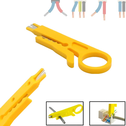 Yellowish rubber wire stripper with 0.6mm stripping diameter for electrical and network cable preparation