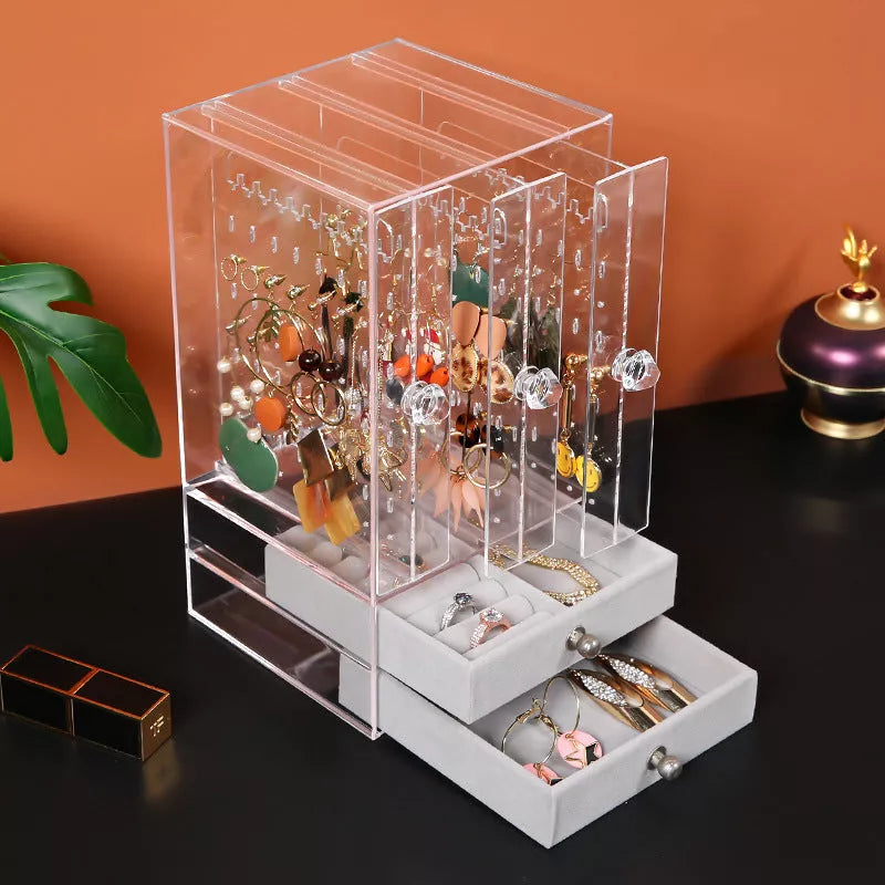 Clear plastic acrylic cosmetic storage box for organizing beauty products