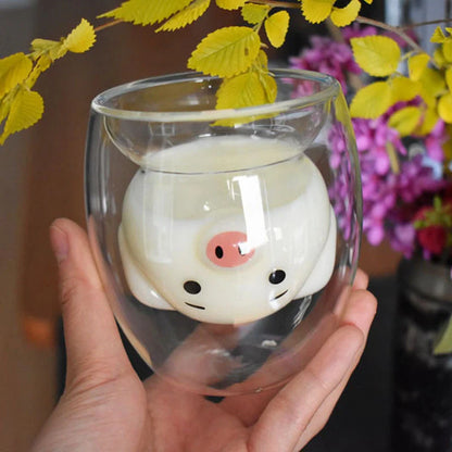 Double layer panda skull wine cup with Christmas tree design inside