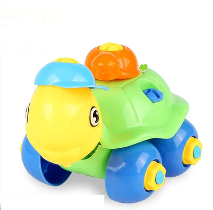 Hands-on STEM toy with various vehicle model components that can be disassembled and reassembled