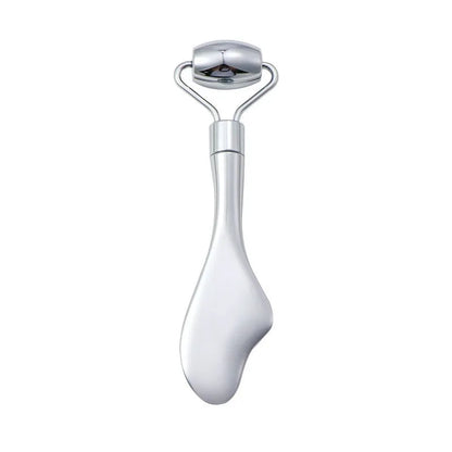 3cm heart-shaped stainless steel facial massage roller and scraping plate set with acupoint map