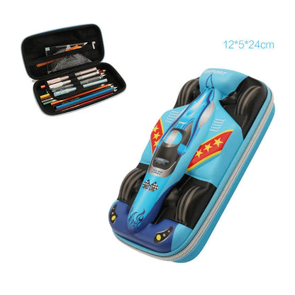 Waterproof leather pencil case in medium size, dark blue, light blue, and black