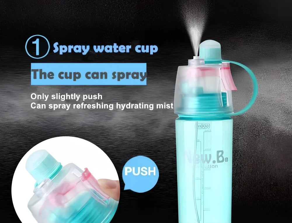 600ml sports mist spray bottle in multiple colours with continuous spray function for outdoor activities