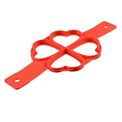 Silicone non-stick egg pancake maker rings in red, perfect for breakfast preparation