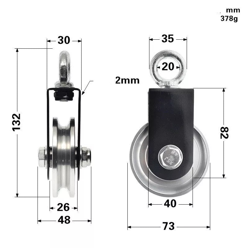 Aluminum alloy fitness equipment guide wheel with smooth pulley action